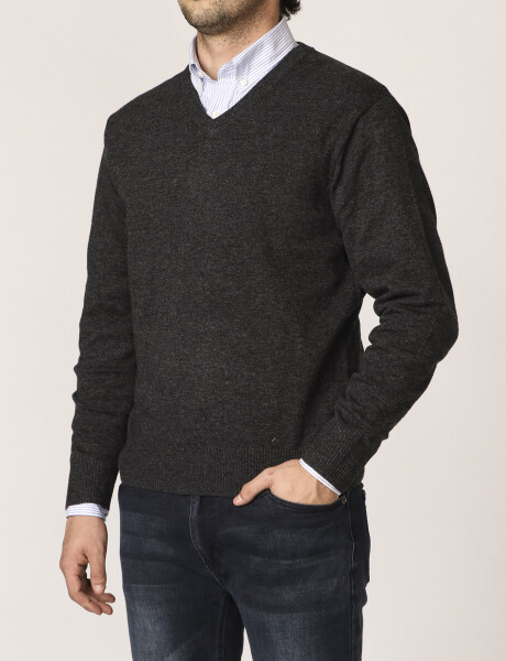 470318 SWEATER V HARRINGTON LABEL Gris Oscuro