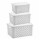 Set X3 Cajas Canastos Organizadores Rattan c/ Tapa Paramount Blanco