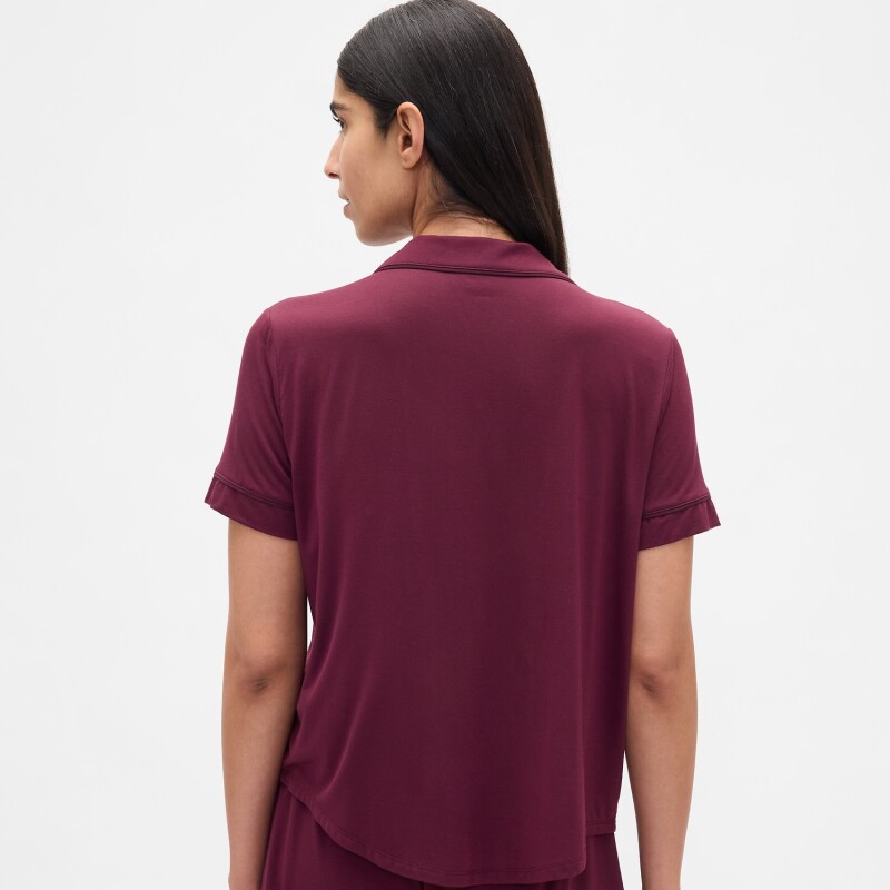 MODAL SS PIPING TOP TUSCAN RED