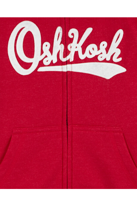 Campera de algodón, con capucha y logo, roja Sin color