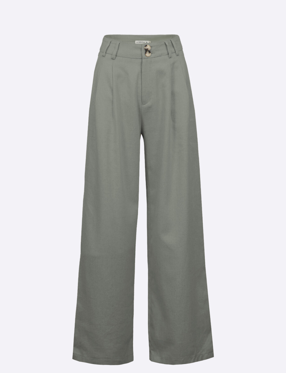 Pantalon recto lino verde