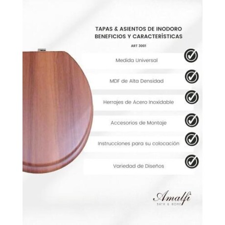Tapa Inodoro Universal Estampada Amalfi Mdf Herrajes Ac.inox Tapa Para Inodoro Universal Amalfi Mdf Herrajes Acero Inox.