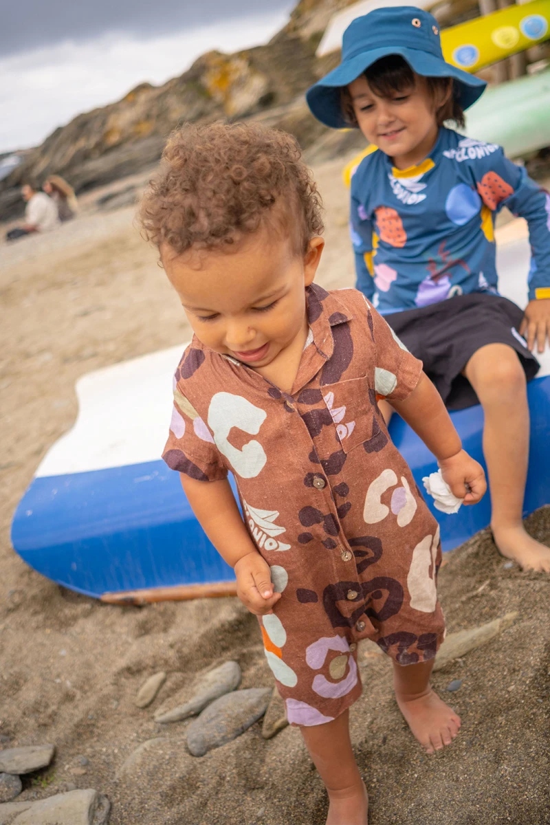 BABY LINEN SHIRTSUIT Caramelo