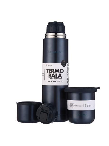 Kit Acero Bala Metalizado - 750mL + Mate Sicilia Azul