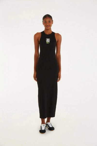 VESTIDO RIB MAXI Negro