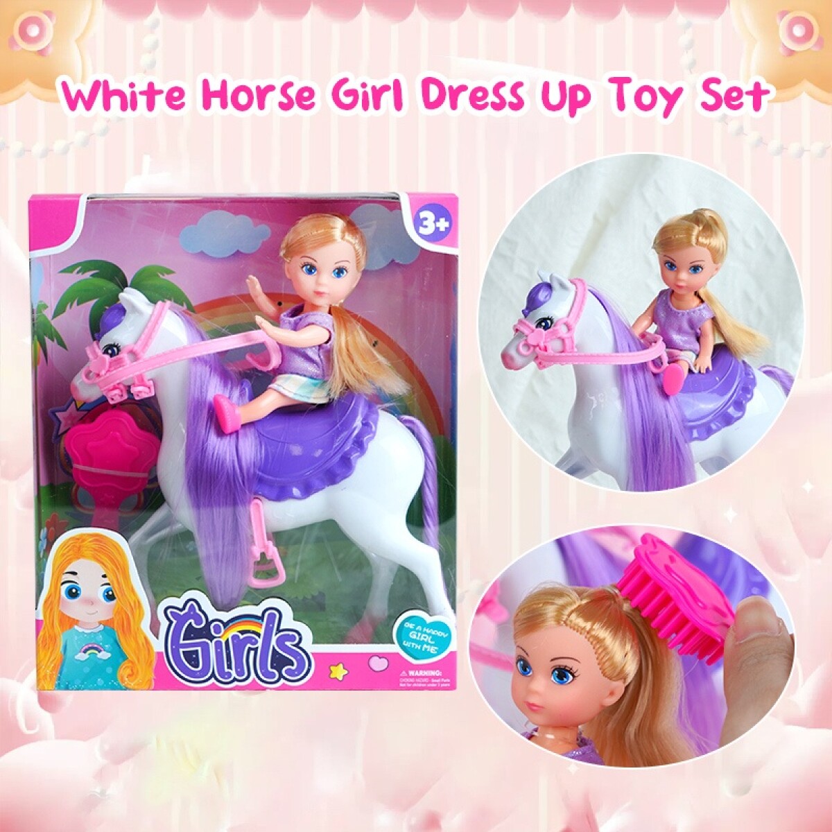 Set De Juego Muñeca + Caballo + Accesorio 