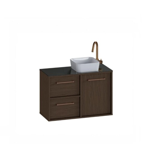 Mueble de baño Cravo Nogueira 80cm con bahca de loza Mueble De Baño Cravo Nogueira 80cm Con Bahca De Loza