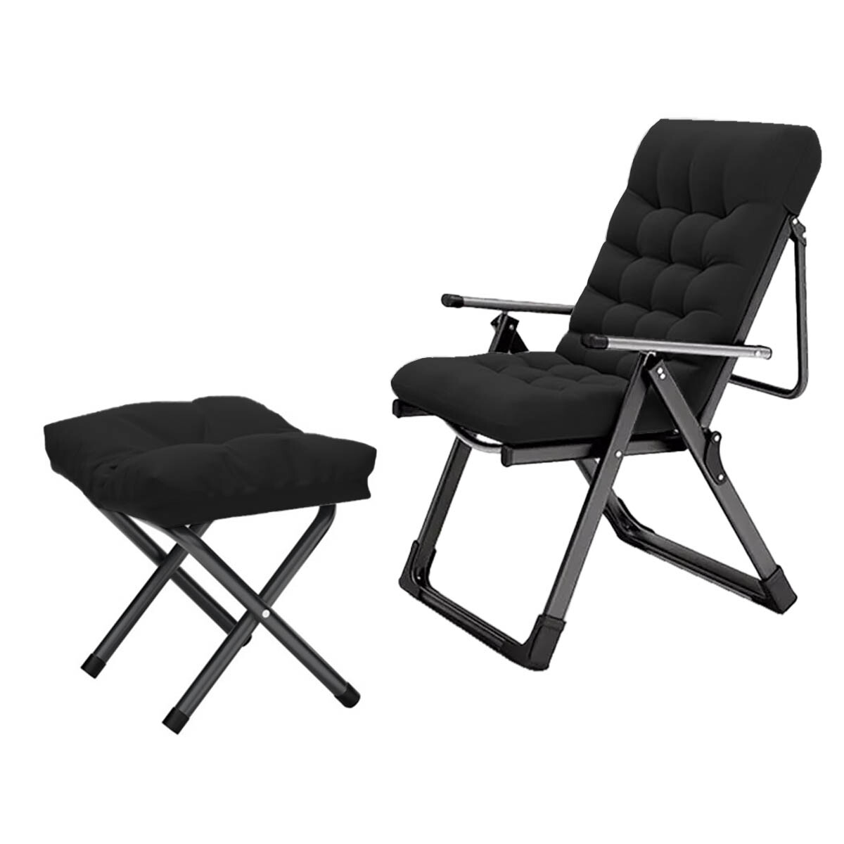 Silla Cama Reclinable Para Escritorio + Posa Pies - Negro 