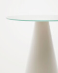 Mesa auxiliar Wilshire cristal templado glaseado y acero acabado pintado gris mate Ø50cm