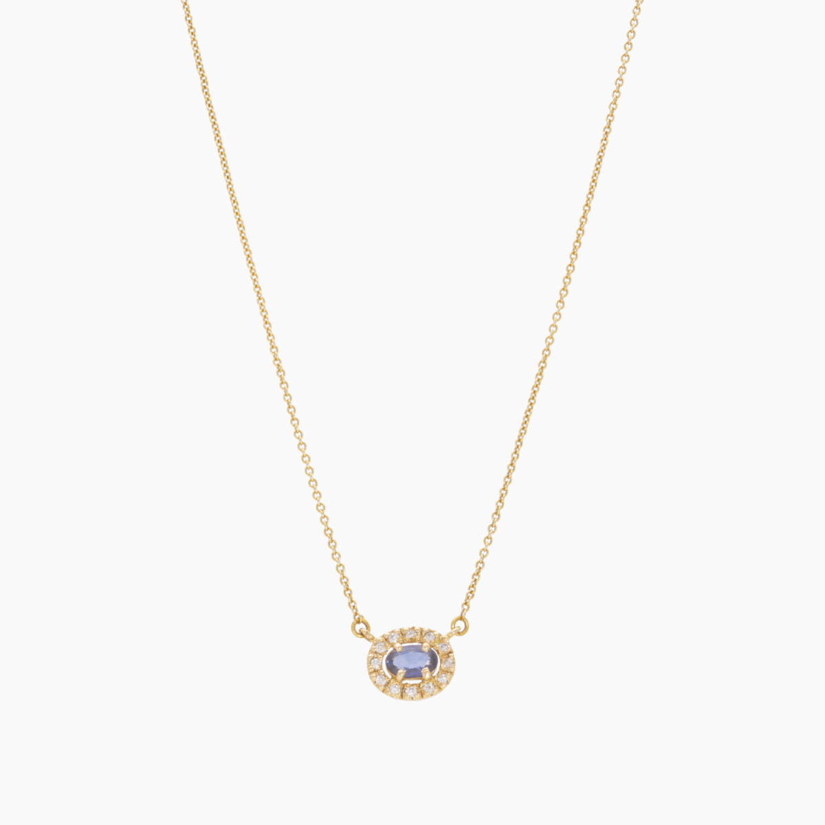 Cadena En Oro 18k Con Colgante De Zafiros Y Brillantes 