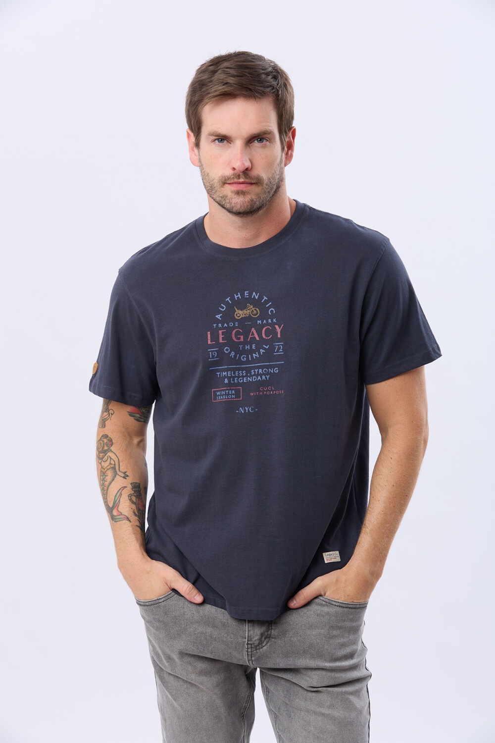 REMERA ESTAMPADA DE ALGODÓN Azul