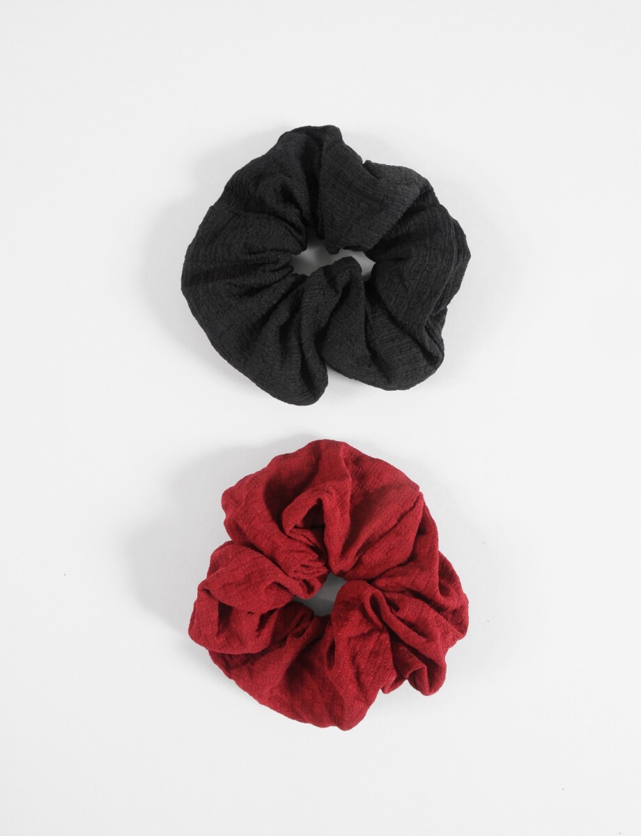 Set de 2 gomitas scrunchies rojo y negro - multicolor 
