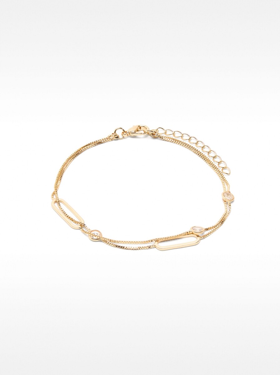 Pulsera Doble Con Circonitas - dorado 