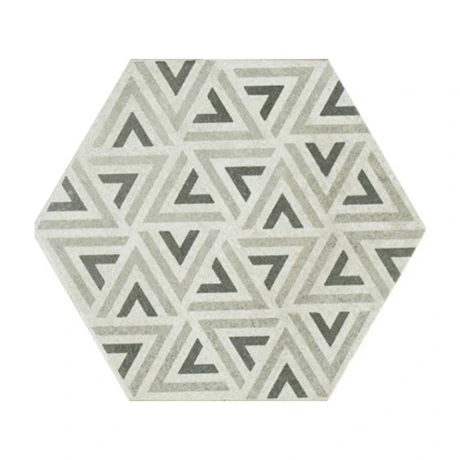 Porcelanato Hexagonal Gris Mate Decorado 19.8X22.8Cm Piso Pared GAMAS DE GRIS