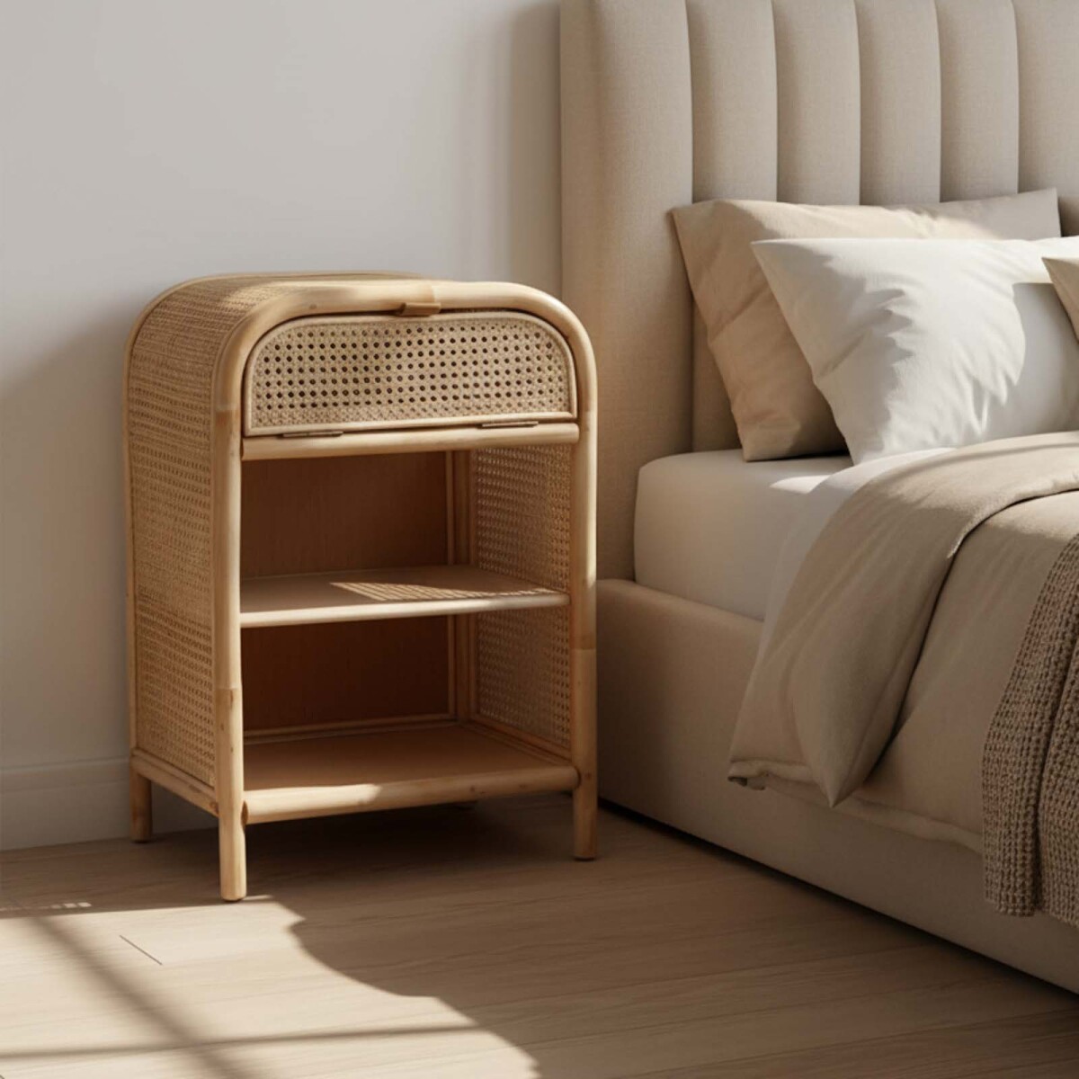 MESA DE LUZ - RATTAN-Y-MADERA NATURAL-BEIGE CALGARY 