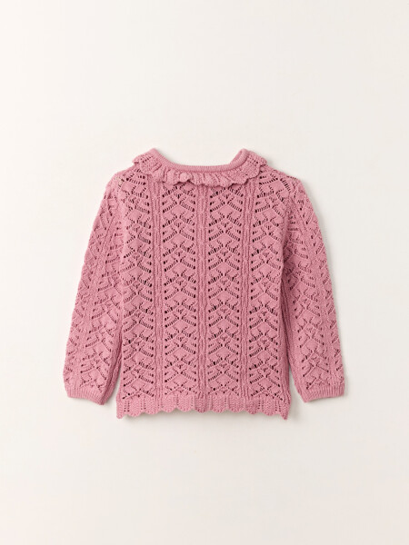 Saco tejido volado en cuello Rosa