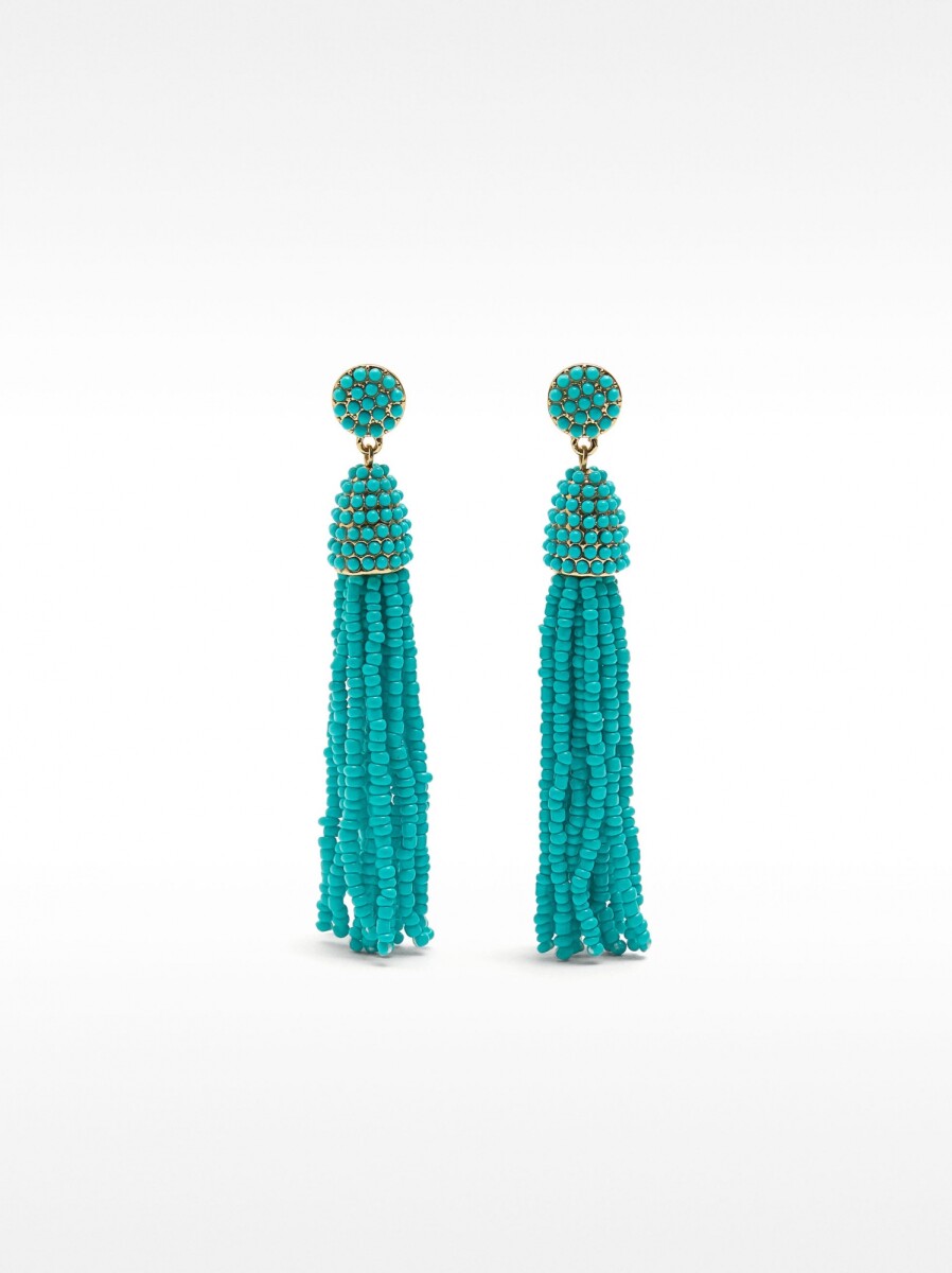 Pendientes Largos De Cuentas - azul 