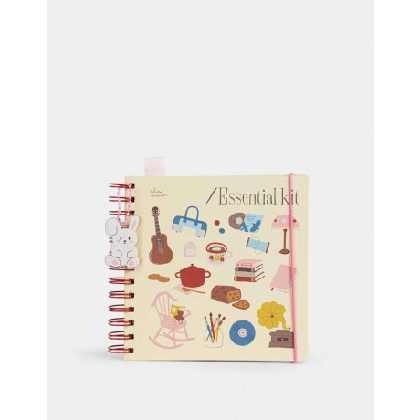 Cuaderno Cuadrado Tapa Dura Con Stickers Y Charm Amarillo Claro