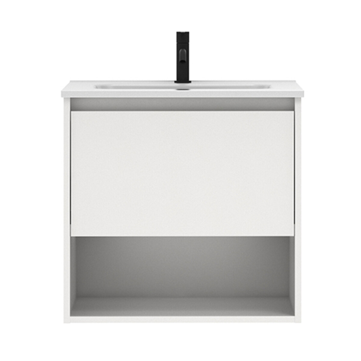 Mueble De Baño Niwa 60 Cm Blanco Brillo Con Mesada 