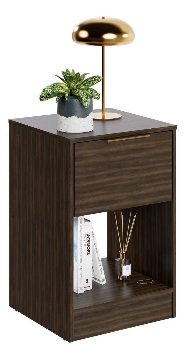 Mesa De Luz Moderna Dormitorio Para Cabecera Moderna Paris - Marrón 