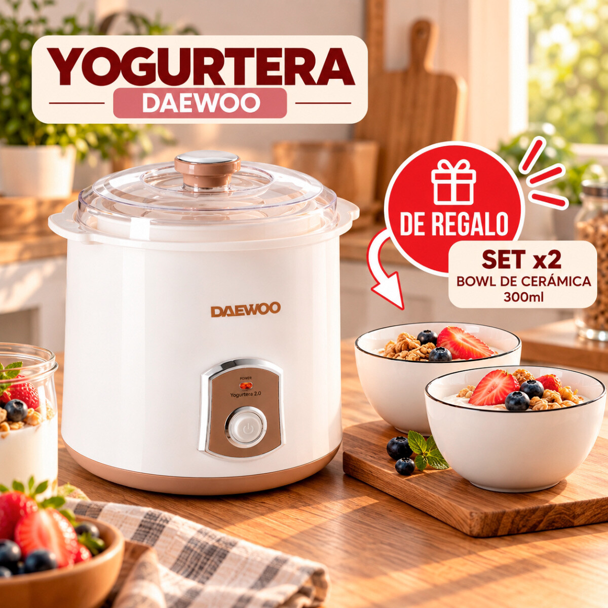 Promo Yogurtera Daewoo + 2 Bowls de ceramica de regalo 