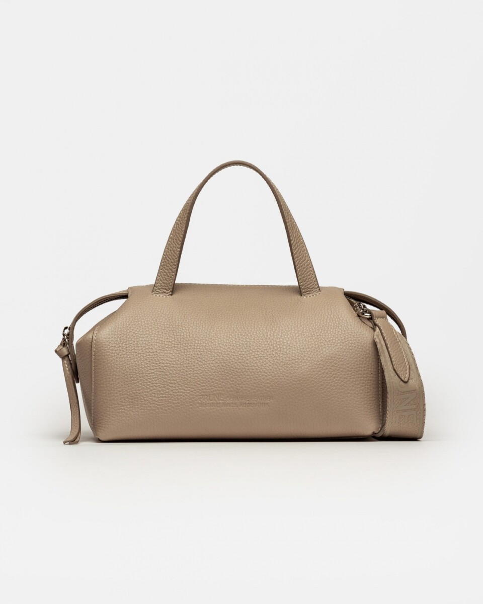 Cartera de mano Resort en cuero graneado - Taupe 