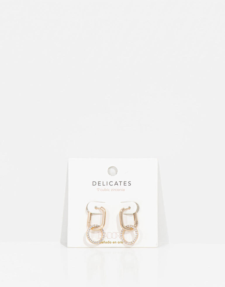 Aros Argollas Strass Argollas Con Cubic - Dorado