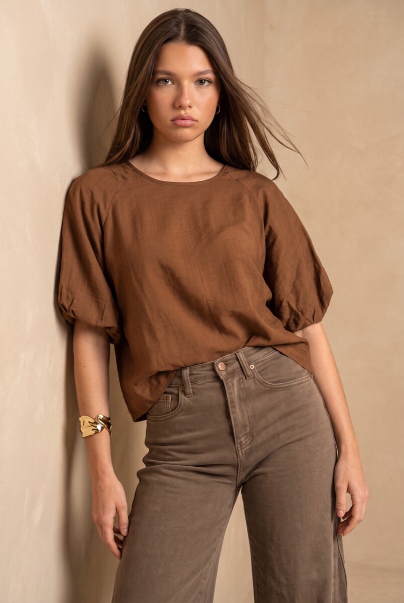 Blusa Mangas Balloon - Moca 