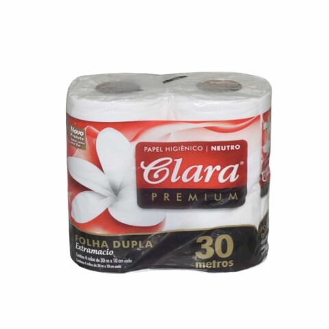 Papel higiénico Clara doble hoja 30 mts x4 rollos Papel higiénico Clara doble hoja 30 mts x4 rollos