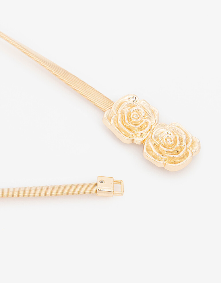 Cinturones y Fajas Cinturón Elástico Con Flor - Dorado