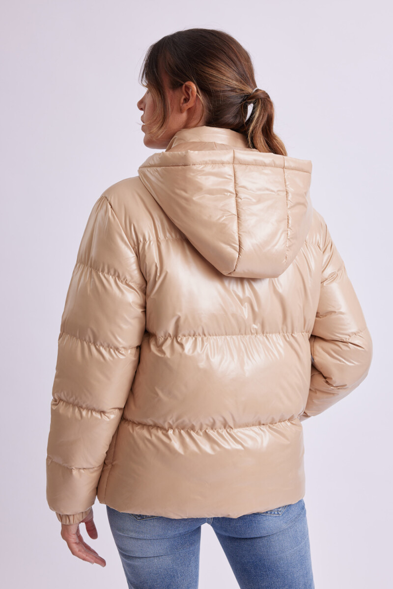 Campera de abrigo con capucha Taupe