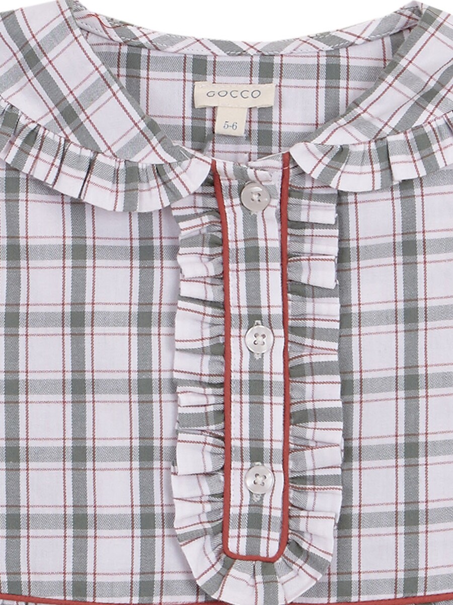 Camison De Cuadros Con Vivo Verde Suave