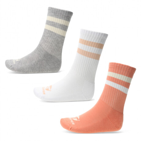Medias de Mujer Topper x3 Rayas Wns Blanco - Gris - Rosado Salmon