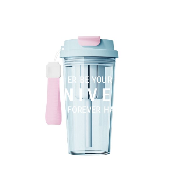 Vaso plástico con infusor 550ml celeste