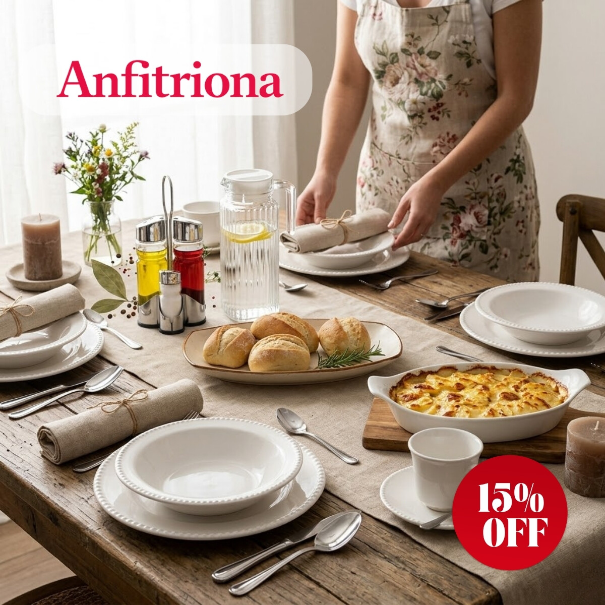 Juego de Vajilla 16 Piezas con Vinagrera Jarra y 2 Bandejas Porcelana 