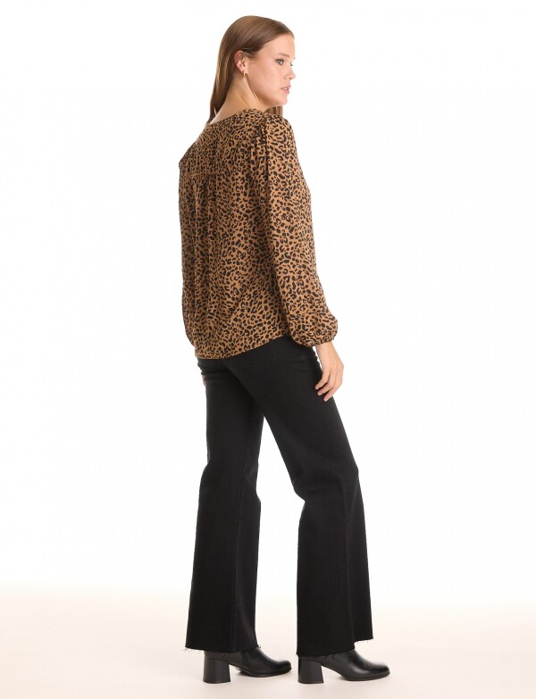 Blusa Zip NEGRO/TOSTADO