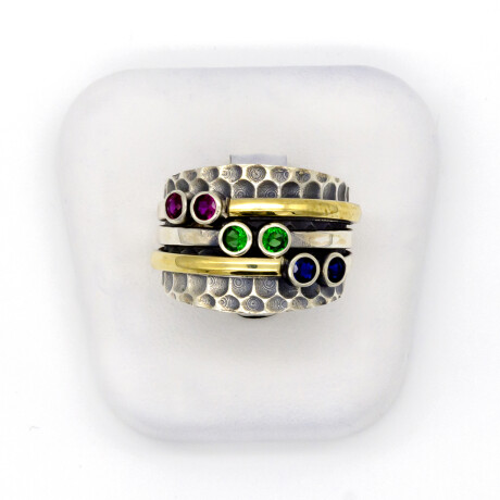 Anillo de plata 925, double en oro 18 ktes y circonias. Anillo de plata 925, double en oro 18 ktes y circonias.
