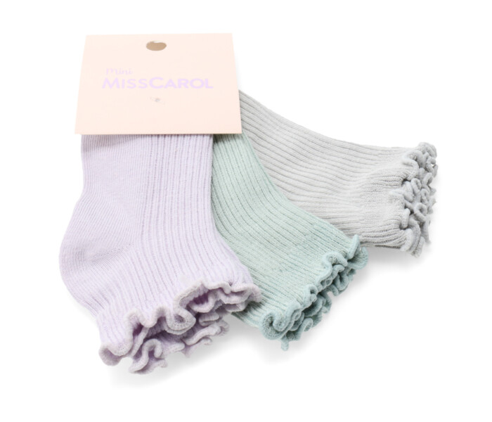 Medias de Niña MINI Miss Carol Media Solid pack X3 Lila / Verde / Gris