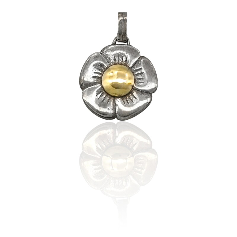 Dije Flor -Plata 925 y Oro-Sin Piedra-CP5482 sinpiedra