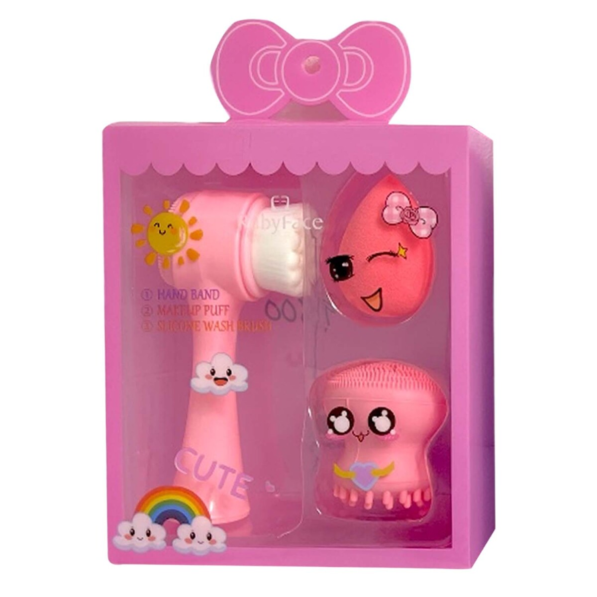 Set de limpieza Cuidado facial 3 piezas Maquillaje - Rosa 