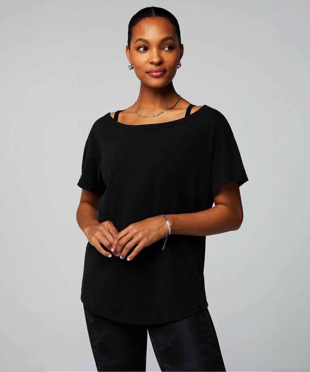 Polo Manga Corta Oversized Mujer - Black 