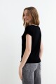 Sweater m/c escote V NEGRO