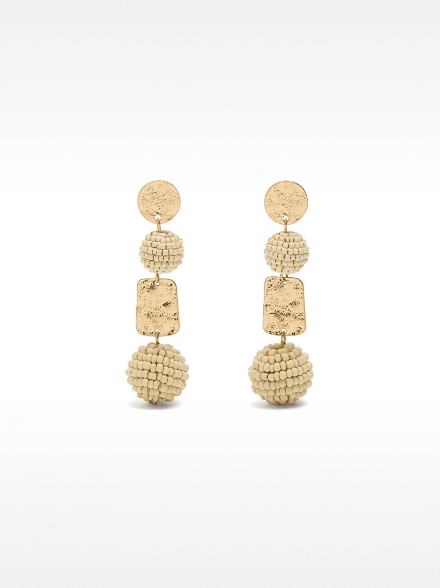 Pendientes Largos De Esfera Con Cuentas - blanco 