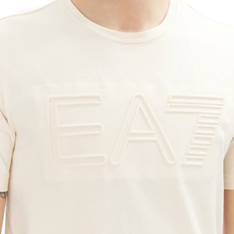 Short EA7 Emporio Armani Logo Series Sleeved Organic Cotton Cream