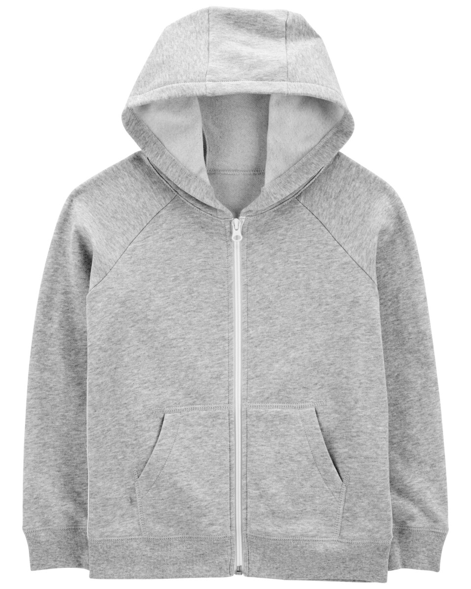 Campera de algodón con felpa, con franjas laterales, gris 