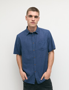 012265 CAMISA HARRINGTON LABEL Azul Piedra