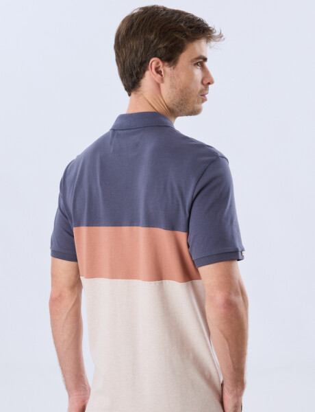 REMERA POLO RAYADA JERSEY Azul Oscuro