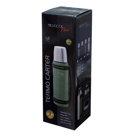 Termo Carter 1.2Lt en Acero Inoxidable Doble Pared c/ Manija Verde