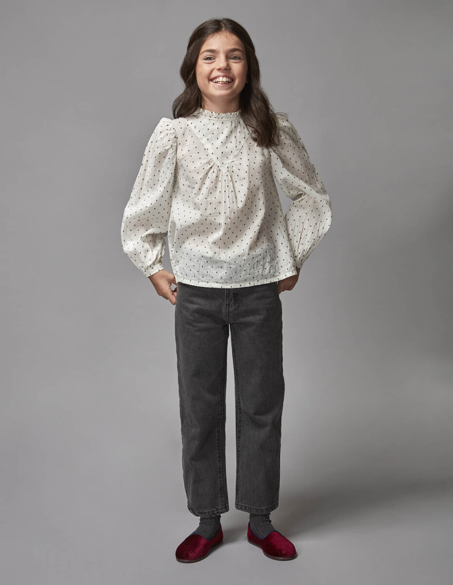 Blusa De Plumeti Con Detalles - Blanco Optico 