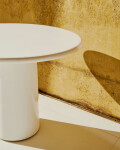 Mesa de centro Albanella de cemento con acabado blanco brillante Ø65 cm